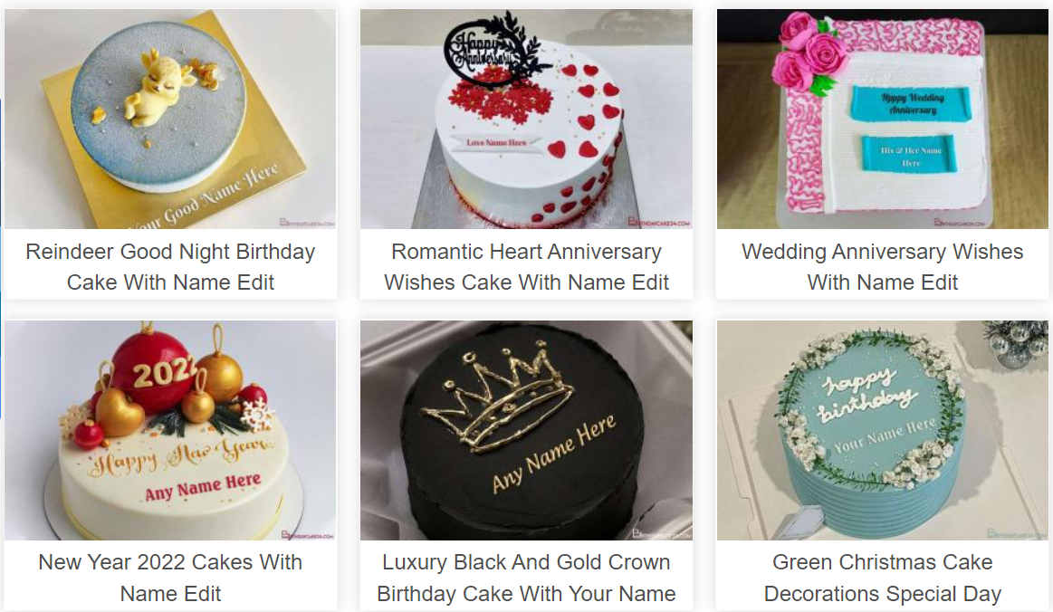 Instructions for creating birthday cakes by name online. 